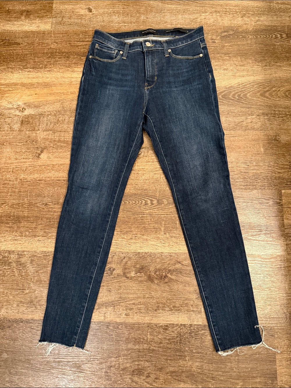Banana Republic Dark Indigo Skinny Jeans with Frayed Hem